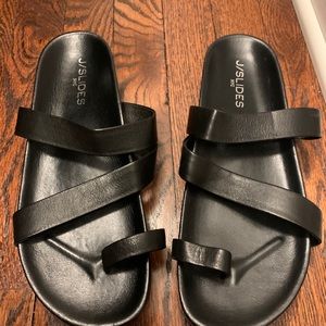 J/Slides Roper Black Leather